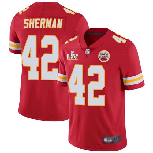 Men's Kansas City Chiefs #42 Anthony Sherman Red NFL 2021 Super Bowl LV Stitched Jersey Men's Kansas City Chiefs #42 Anthony Sherman Red NFL 2021 Super Bowl LV Stitched Jersey